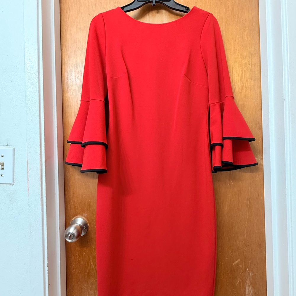Calvin Klein Red Long Sleeve Dress